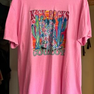 Port and Company Pink Graphic Tee - Kick Rocks Cowboy